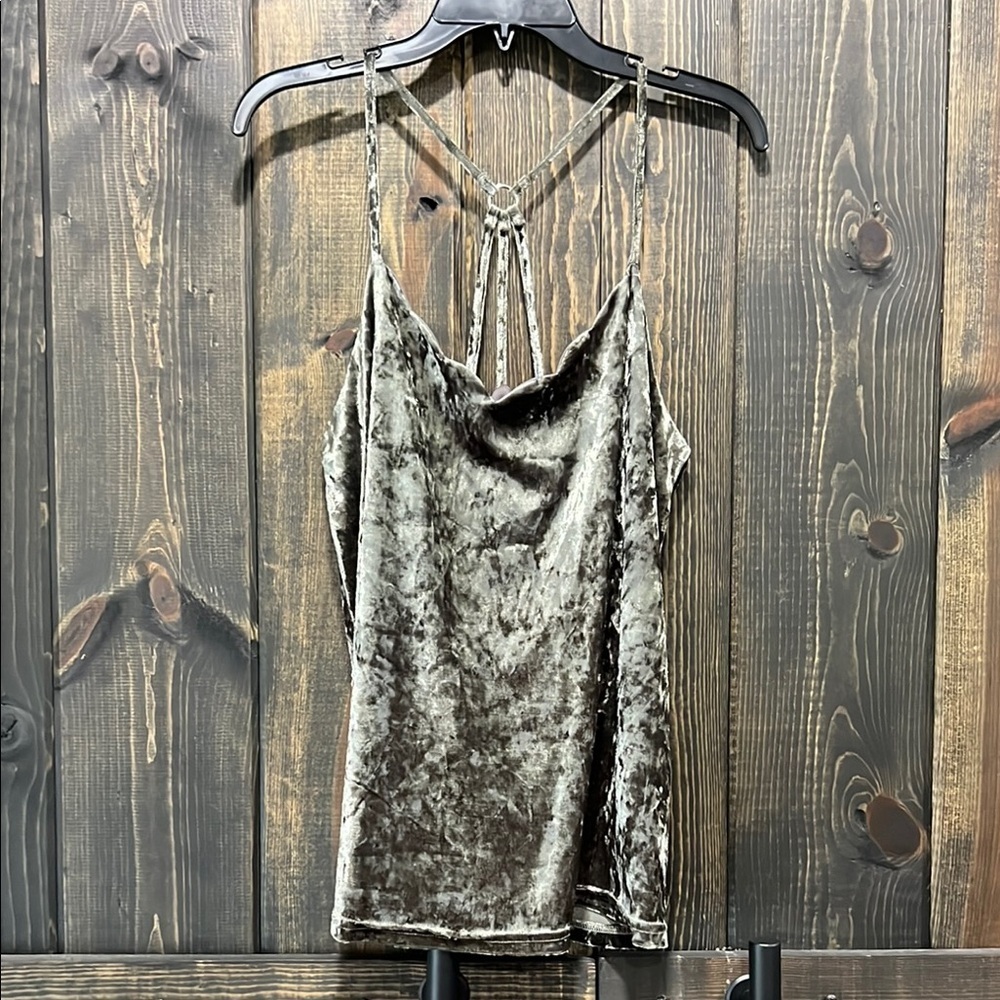 Very J Green Velvet Velour Tank Top M Strappy Fairy Grunge Coquette Goblincore